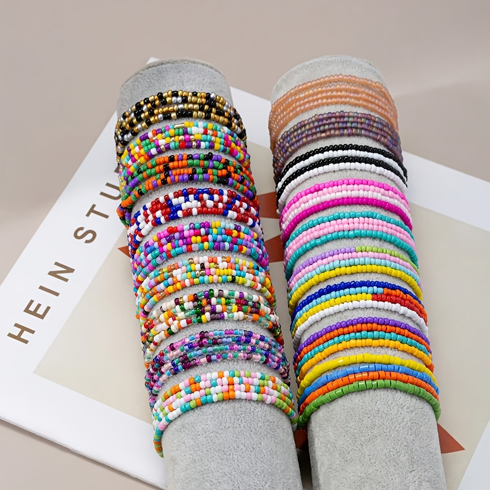 10pcs Bohemian Handmade Beaded Rice Beads Bracelet Combo Set